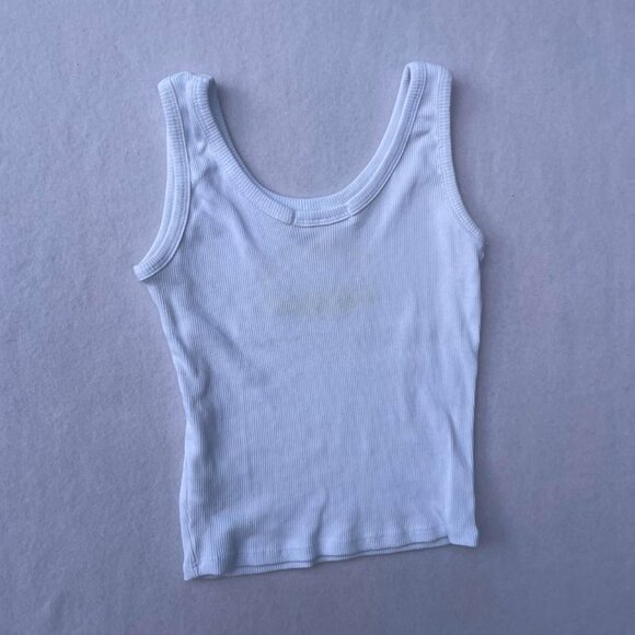 “Good Times Forever” Skeleton Graphic White Ribbed Tank Top Size L Halloween - Picture 3 of 7